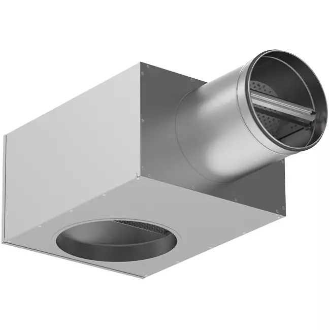 Akoestisch geïsoleerd plenum voor plafondrooster – 160 naar 125 mm